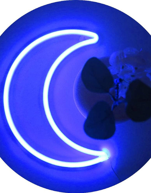 Load image into Gallery viewer, LED Blue Moon Neon Light, Cute Neon Moon Sign,Christmas Room Decor Battery or USB Powered 5V Art LED Decorative Lights Night Lights Indoor for Home, Bedroom, Office,Dorm,Party (Blue Moon)
