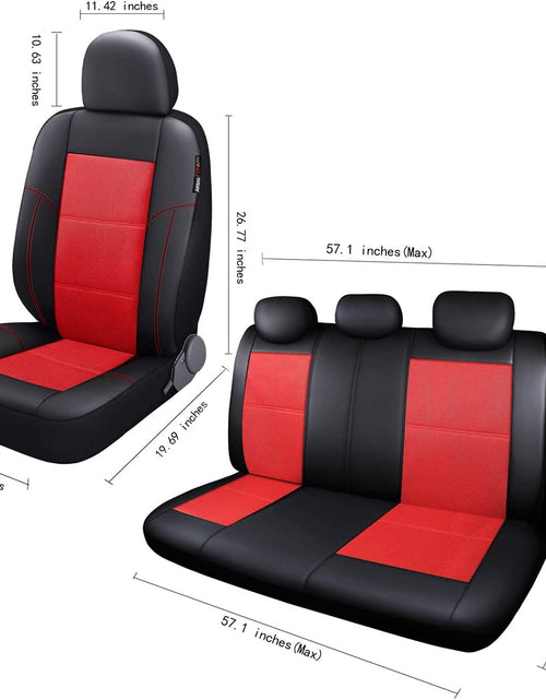 Load image into Gallery viewer, Leather and Mesh Car Seat Cover Full Set in 9Pcs Universal Fit for Cars Trucks Vans &amp; Suvs Airbag Compatible (Red)
