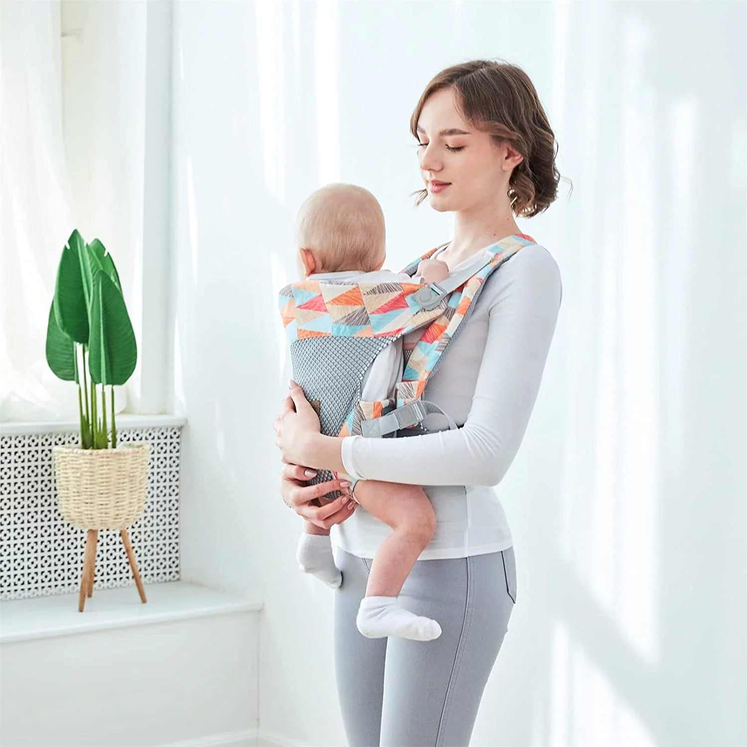 Baby Carrier, 4-In-1 Leaf Baby Carrier, Front and Back Baby Sling with Adjustable Holder