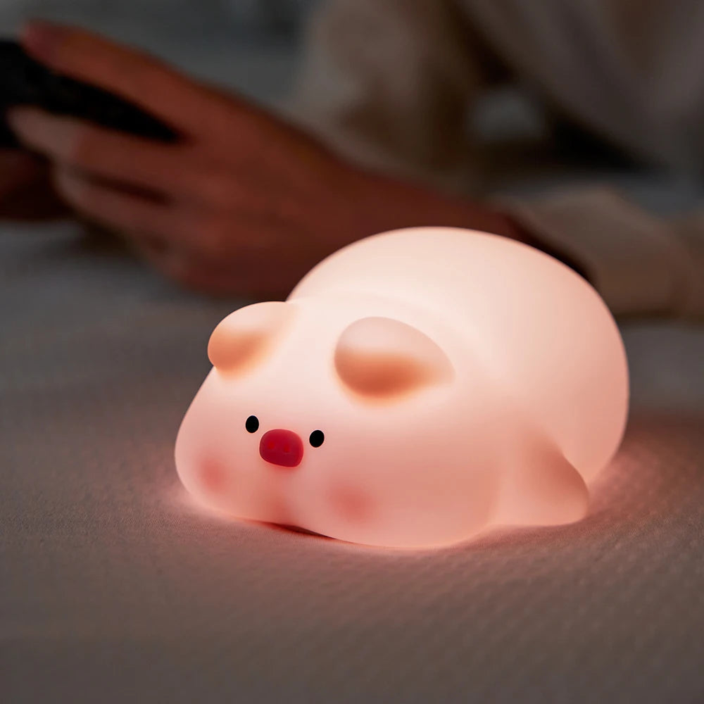 LED Night Lights Cute Sheep Panda Rabbit Silicone Lamp USB Rechargeable Timing Bedside Decor Kids Baby Nightlight Birthday Gift