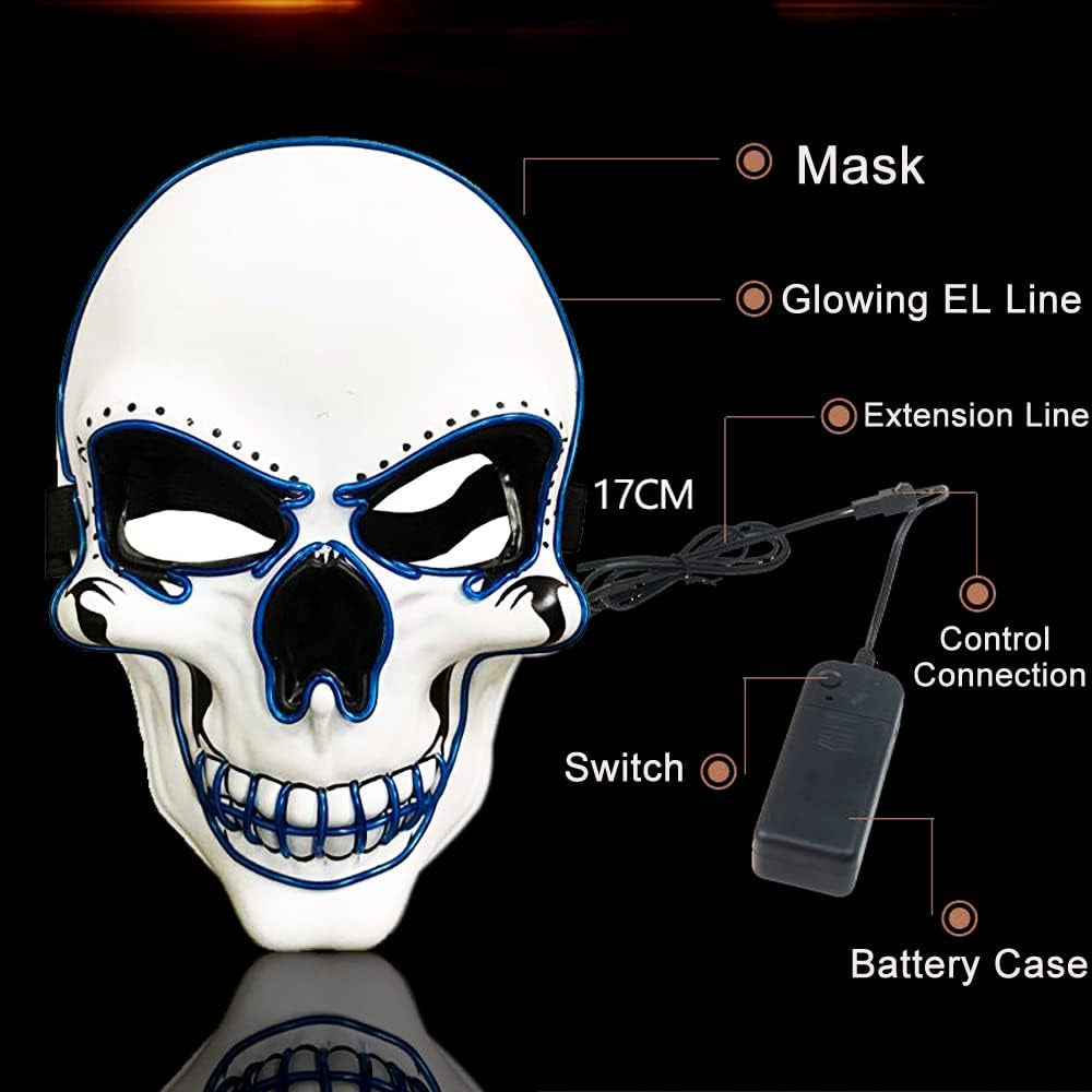 Halloween Mask LED Light up Costumes Scary Mask for Party Supplies Favor