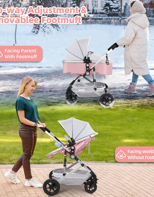 Load image into Gallery viewer, Baby Stroller, Foldable Baby Stroller Reversible Bassinet, Travel Stroller for Newborn Baby, Khaki
