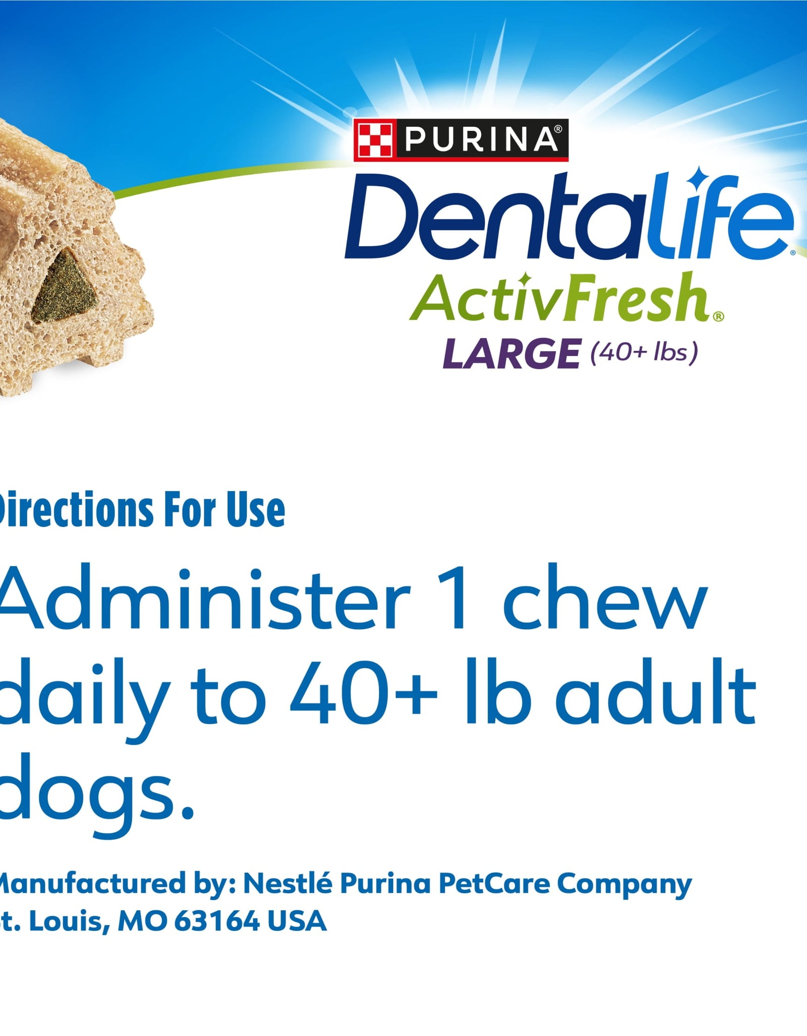 Purina  Activfresh Dog Treats, Chicken Dry Dental Chew for Large Dogs, 24.1 Oz Pouch (21 Pack)