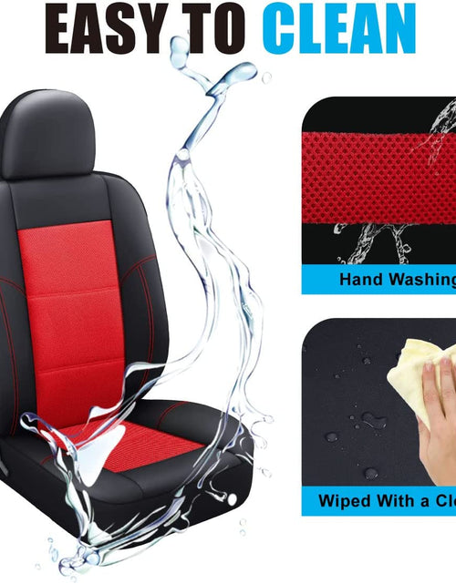 Load image into Gallery viewer, Leather and Mesh Car Seat Cover Full Set in 9Pcs Universal Fit for Cars Trucks Vans &amp; Suvs Airbag Compatible (Red)
