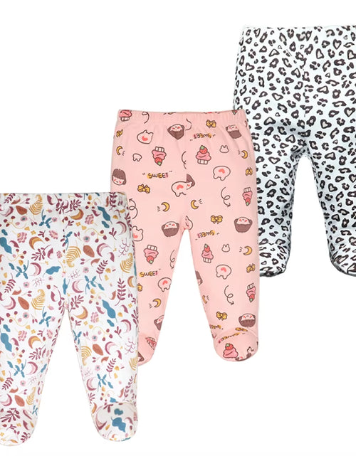 Load image into Gallery viewer, 3Pcs/Lot Spring Autumn Footed Baby Pants 100% Cotton Baby Girls Boys Clothes Unisex Casual Bottom PP Pants Newborn Baby Clothing
