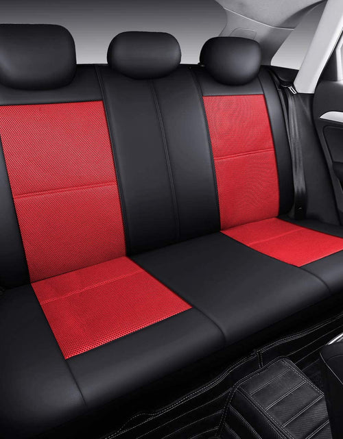 Load image into Gallery viewer, Leather and Mesh Car Seat Cover Full Set in 9Pcs Universal Fit for Cars Trucks Vans &amp; Suvs Airbag Compatible (Red)
