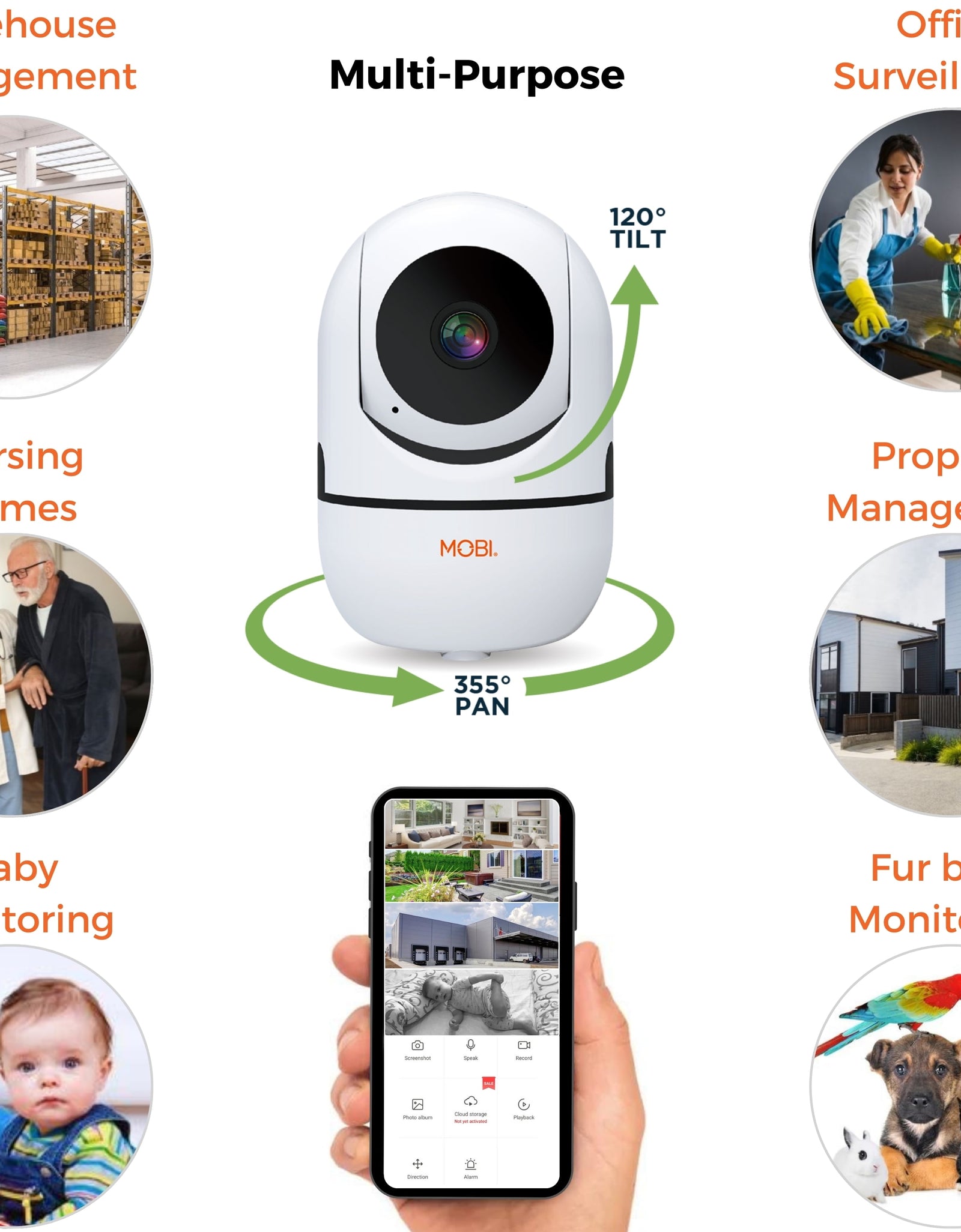 cam 2 Pack HDX Smart Wi-Fi Pan & Tilt Baby Nursery Monitoring Camera, Free Smart App Compatible for Ios & Android