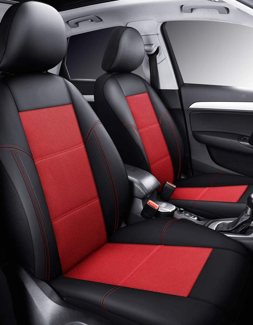 Load image into Gallery viewer, Leather and Mesh Car Seat Cover Full Set in 9Pcs Universal Fit for Cars Trucks Vans &amp; Suvs Airbag Compatible (Red)
