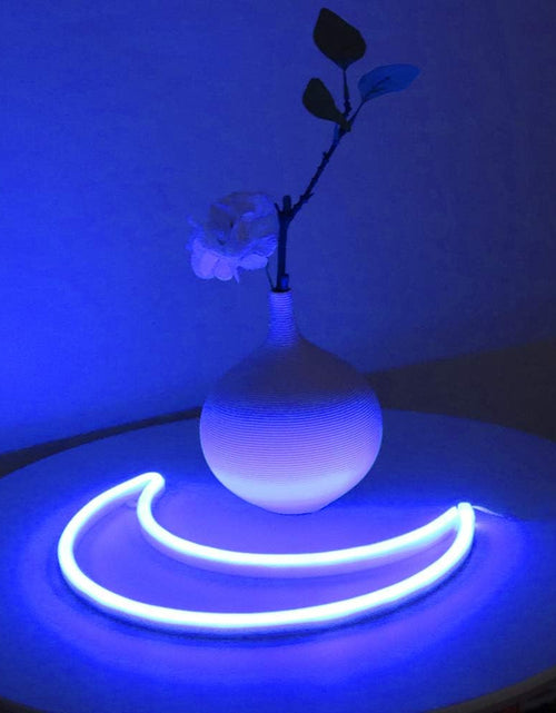 Load image into Gallery viewer, LED Blue Moon Neon Light, Cute Neon Moon Sign,Christmas Room Decor Battery or USB Powered 5V Art LED Decorative Lights Night Lights Indoor for Home, Bedroom, Office,Dorm,Party (Blue Moon)
