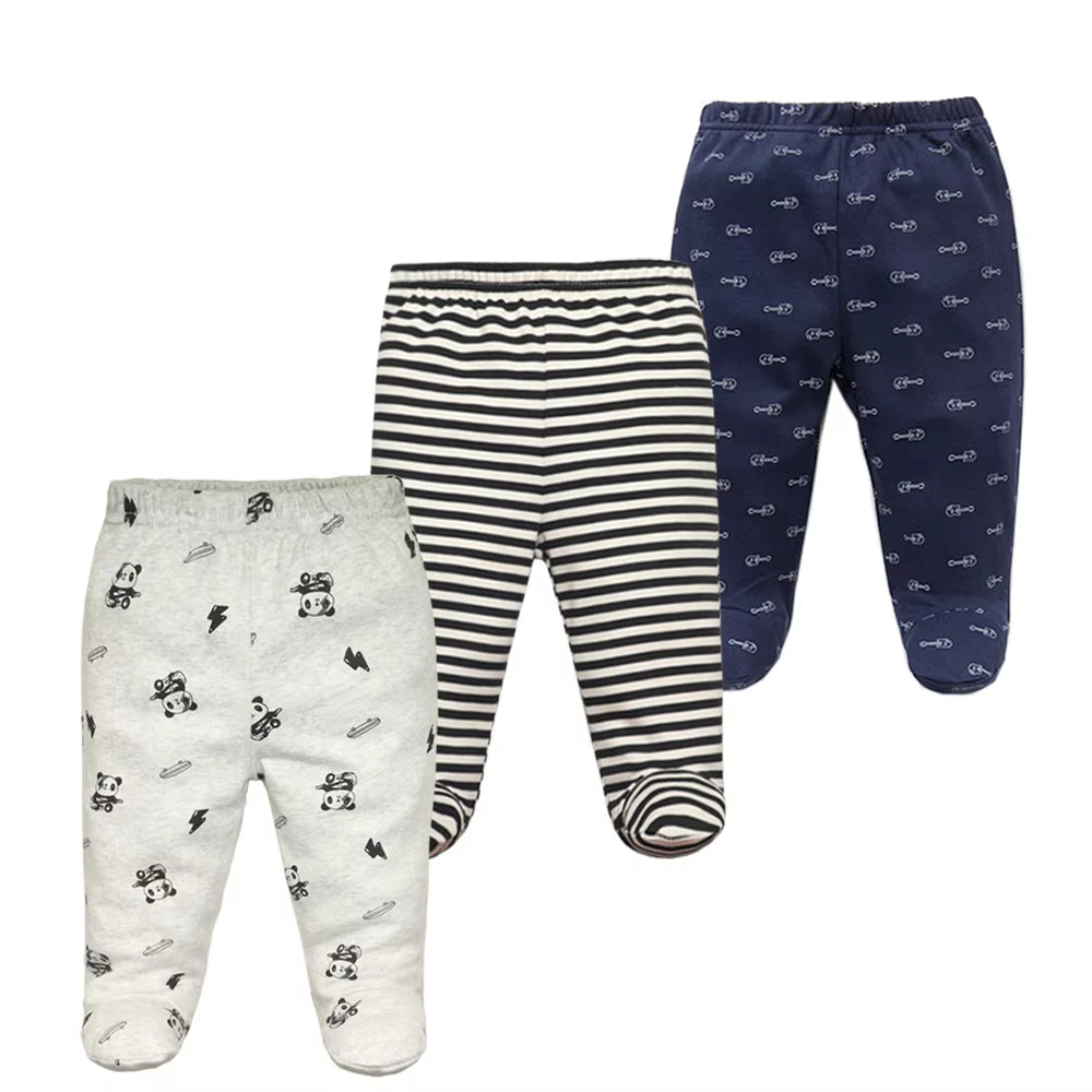 3Pcs/Lot Spring Autumn Footed Baby Pants 100% Cotton Baby Girls Boys Clothes Unisex Casual Bottom PP Pants Newborn Baby Clothing